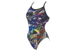 Arena Femme Iridiscent Challenge Back One Piece Black-Multi