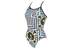 Arena Femme Crazy Labyrinth Light Drop Back One Piece Black-Multi