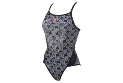 Arena Femme Crazy Pop Skulls Superfly Back One Piece Black-Multi