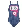 Arena Let's Play Jr L V One-Piece Swimsuit Blue Back Kids