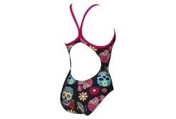 Arena Crazy Skulls Carnival Light Drop Back One-Piece Swimsuit Black Pink -Arena Shop 210331860f69ee1b11642.90014692