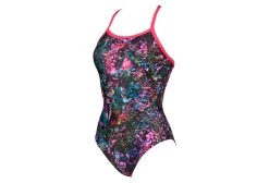 Arena Mountains Texture Light Drop Back One-Piece Swimsuit Pink Multi-Coloured
