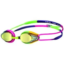 Arena Tracks Mirror Swimming Goggles Kids - Violet - Fuchsia/Green