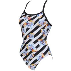 Arena Crazy Diamonds Challenge Back One Piece Swim Suit Women - Black-White Multi
