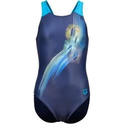 Arena Feel Parrot V Back Swimsuit Girls - Navy/Turquoise -Arena Shop arena feel girls parrot v back swimsuit navy turquoise 3 1363736