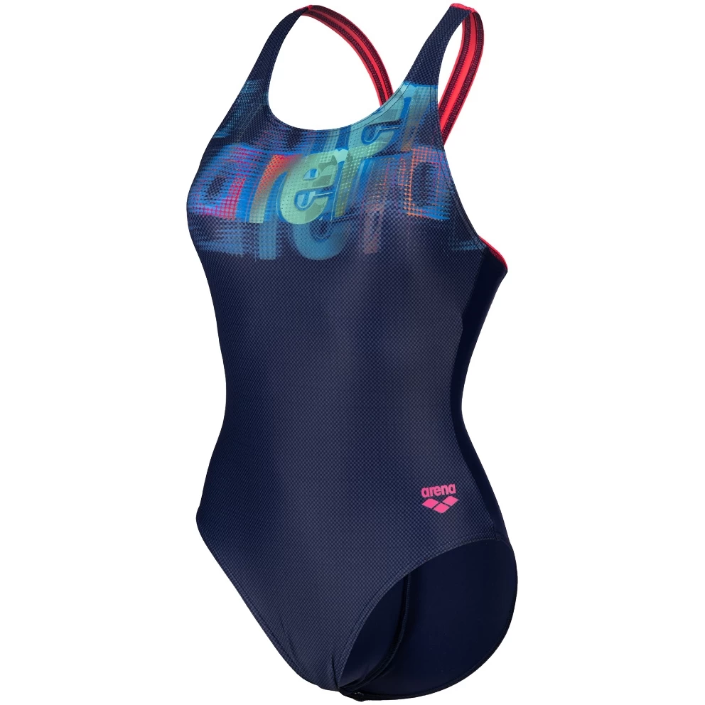 Arena Feel Overlap V Back Bra Swimsuit Women - Navy/Fluo Red 3 Arena Feel Overlap V Back Bra Swimsuit Women - Navy/Fluo Red