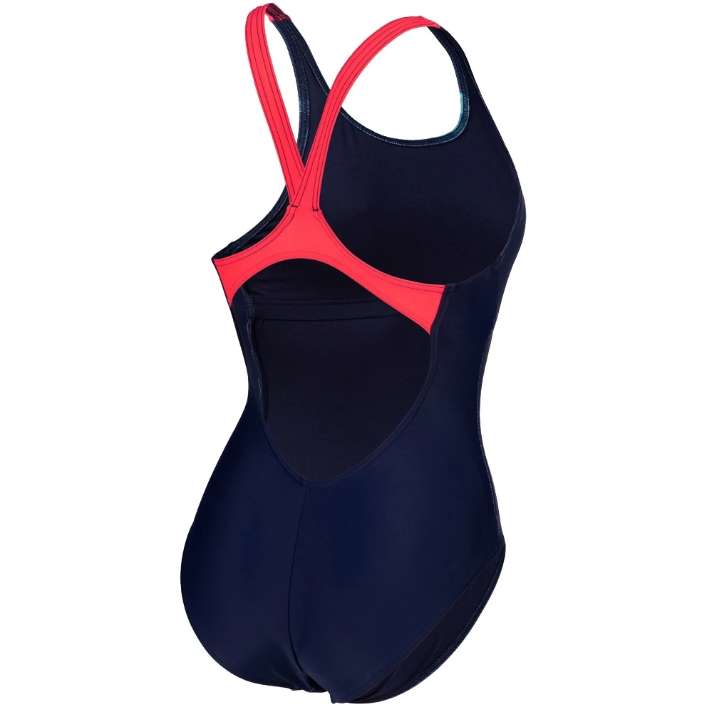 Arena Feel Overlap V Back Bra Swimsuit Women - Navy/Fluo Red 4 Arena Feel Overlap V Back Bra Swimsuit Women - Navy/Fluo Red - Image 2