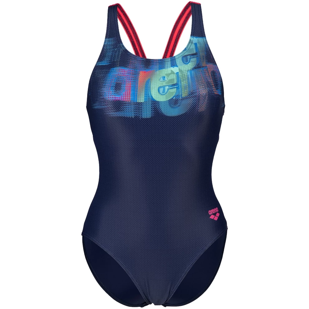 Arena Feel Overlap V Back Bra Swimsuit Women - Navy/Fluo Red 5 Arena Feel Overlap V Back Bra Swimsuit Women - Navy/Fluo Red - Image 3
