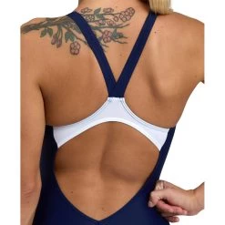 Arena Feel Threefold V Back Swimsuit Women - Navy/Neon Blue/White -Arena Shop arena feel womens threefold v back swimsuit navy neon blue white 5 1387442
