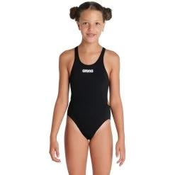 Arena Team Solid Swim Tech Swimsuit Girls - Black-White -Arena Shop arena girls team swimsuit swim tech solid black white 5 1250693
