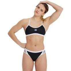 Arena Icons Cross Back Solid Bikini Women - Black-White -Arena Shop arena icons cross back solid women bikini black white 5 1121577