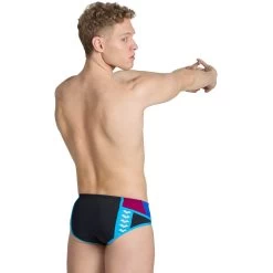 Arena Performance Icons Panel Swim Briefs Men - Black/Neon Blue/Red Fandango/Turquoise -Arena Shop arena mens icons swim briefs panel black neon blue red fandango turquoise 6 1512892