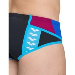 Arena Performance Icons Panel Swim Briefs Men - Black/Neon Blue/Red Fandango/Turquoise -Arena Shop arena mens icons swim briefs panel black neon blue red fandango turquoise 8 1512894