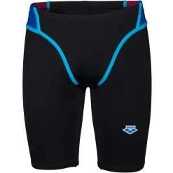 Arena Performance Icons Panel Swim Jammer Men - Black/Neon Blue/Red Fandango/Turquoise -Arena Shop arena mens icons swim jammer panel black neon blue red fandango turquoise 1 1512895