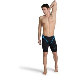 Arena Performance Icons Panel Swim Jammer Men - Black/Neon Blue/Red Fandango/Turquoise -Arena Shop arena mens icons swim jammer panel black neon blue red fandango turquoise 7 1512901