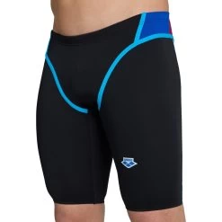 Arena Performance Icons Panel Swim Jammer Men - Black/Neon Blue/Red Fandango/Turquoise -Arena Shop arena mens icons swim jammer panel black neon blue red fandango turquoise 8 1512902