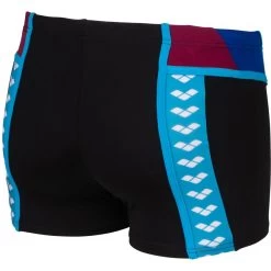 Arena Performance Icons Panel Swim Shorts Men - Black/Neon Blue/Red Fandango/Turquoise -Arena Shop arena mens icons swim short panel black neon blue red fandango turquoise 4 1512907