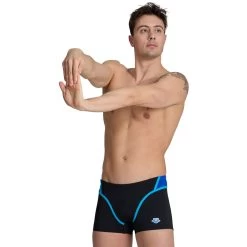 Arena Performance Icons Panel Swim Shorts Men - Black/Neon Blue/Red Fandango/Turquoise -Arena Shop arena mens icons swim short panel black neon blue red fandango turquoise 5 1512908