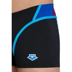Arena Performance Icons Panel Swim Shorts Men - Black/Neon Blue/Red Fandango/Turquoise -Arena Shop arena mens icons swim short panel black neon blue red fandango turquoise 8 1512911