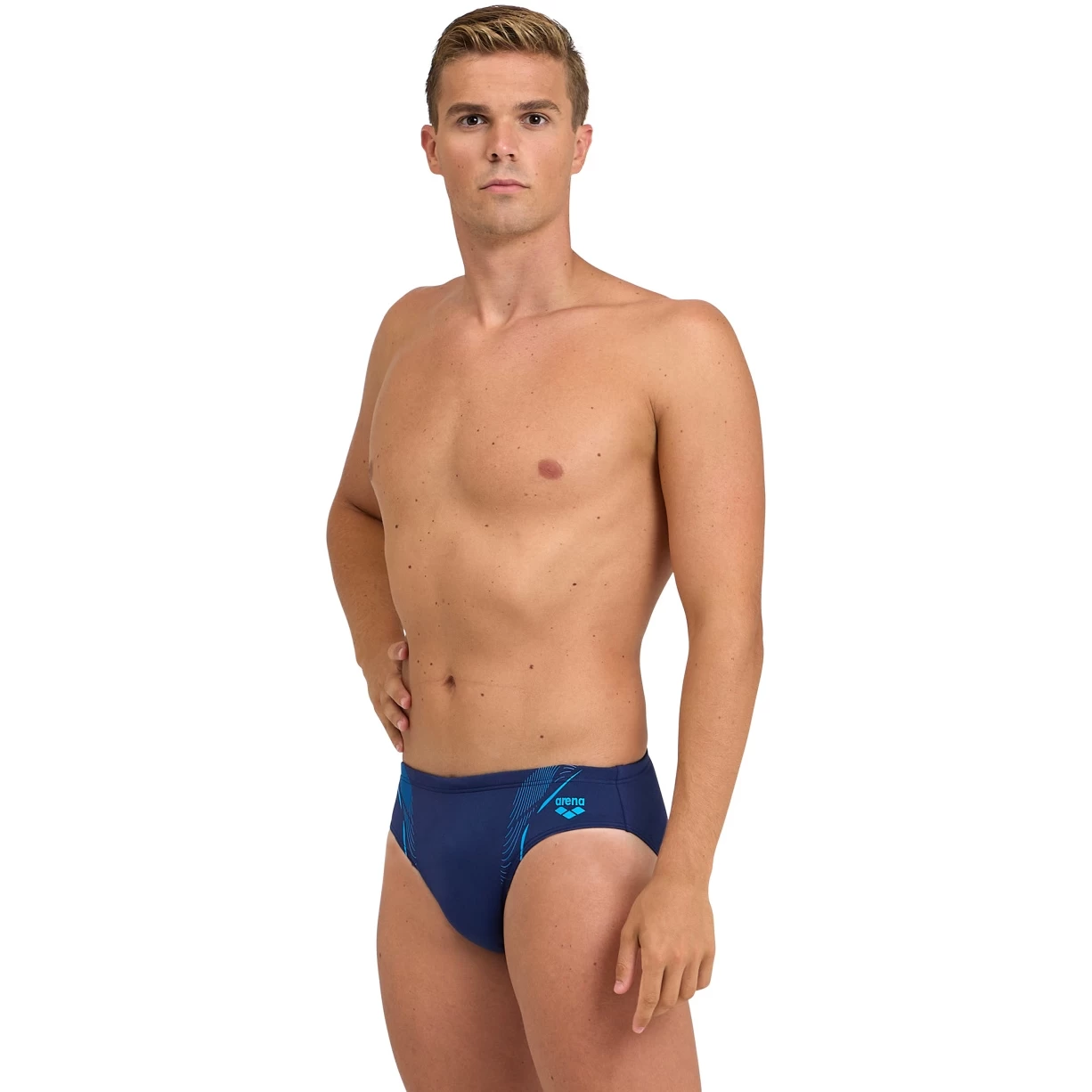 Arena Performance Graphic Swim Briefs Men - Navy/Turquoise 7 Arena Performance Graphic Swim Briefs Men - Navy/Turquoise - Image 5