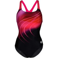 Arena Placement Swim Pro Back Swimsuit Women - Black-Freak Rose -Arena Shop arena placement swim pro back women swimsuit black freak rose 3 1252223