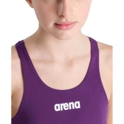 Arena Team Solid Swim Tech Swimsuit Girls - Plum-White -Arena Shop arena team girls swim tech one piece solid model plum white 4 1261233