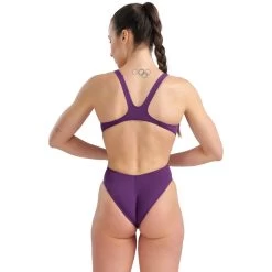 Arena Performance Solid Team Swim Tech Swimsuit Women - Plum/White -Arena Shop arena team womens swim tech one piece solid plum white 2 1262881