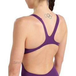 Arena Performance Solid Team Swim Tech Swimsuit Women - Plum/White -Arena Shop arena team womens swim tech one piece solid plum white 5 1262884