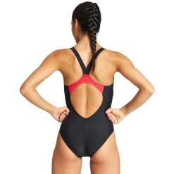 Arena Feel Threefold V Back Swimsuit Women - Black/Black/Anguria -Arena Shop arena threefold v back women swim suit black black anguria 6 1053372