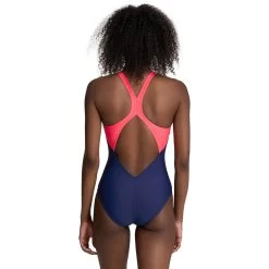 Arena Feel Kikko V Back Swimsuit Women - Navy/Fluo Red -Arena Shop arena womens kikko v swimsuit v back graphic navy fluo red 6 1513066
