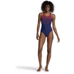 Arena Feel Kikko V Back Swimsuit Women - Navy/Fluo Red -Arena Shop arena womens kikko v swimsuit v back graphic navy fluo red 7 1513067