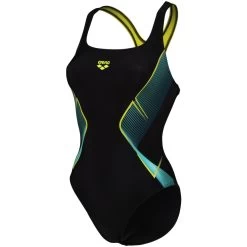 Arena Feel My Crystal Control Pro Back Swimsuit Women - Black/Soft Green