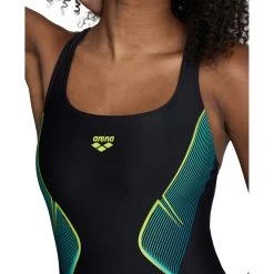 Arena Feel My Crystal Control Pro Back Swimsuit Women - Black/Soft Green -Arena Shop arena womens my crystal swimsuit control pro back black soft green 8 1513097