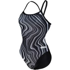 Arena Marbled Challenge Back Swimsuit Women - Black-Black Multi