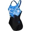 Arena Placement V Back Swimsuit Women - Black-Neon Blue -Arena Shop arena womens swimsuit v back placement black neon blue 1 1252326
