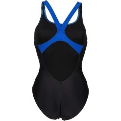 Arena Placement V Back Swimsuit Women - Black-Neon Blue -Arena Shop arena womens swimsuit v back placement black neon blue 4 1252329