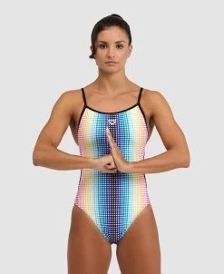Arena Circle Stripe Lace Back One Piece